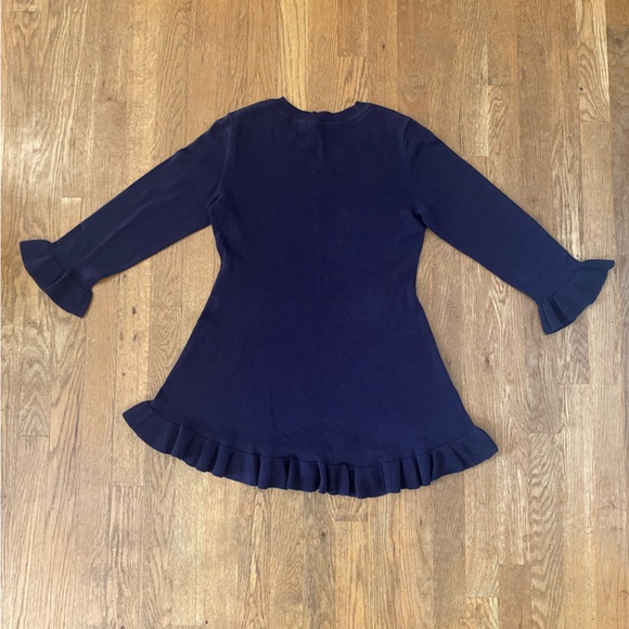 Isaac Mizrahi Navy Blue Ruffle Sleeve/Hem Lightweight Sweater, Size XXS - Picture 7 of 7